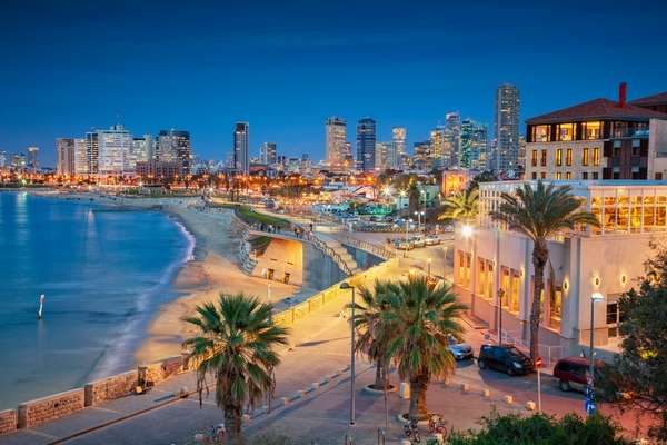 Tel Aviv Skyline. Cityscape image of Tel Aviv, Israel during sunset.